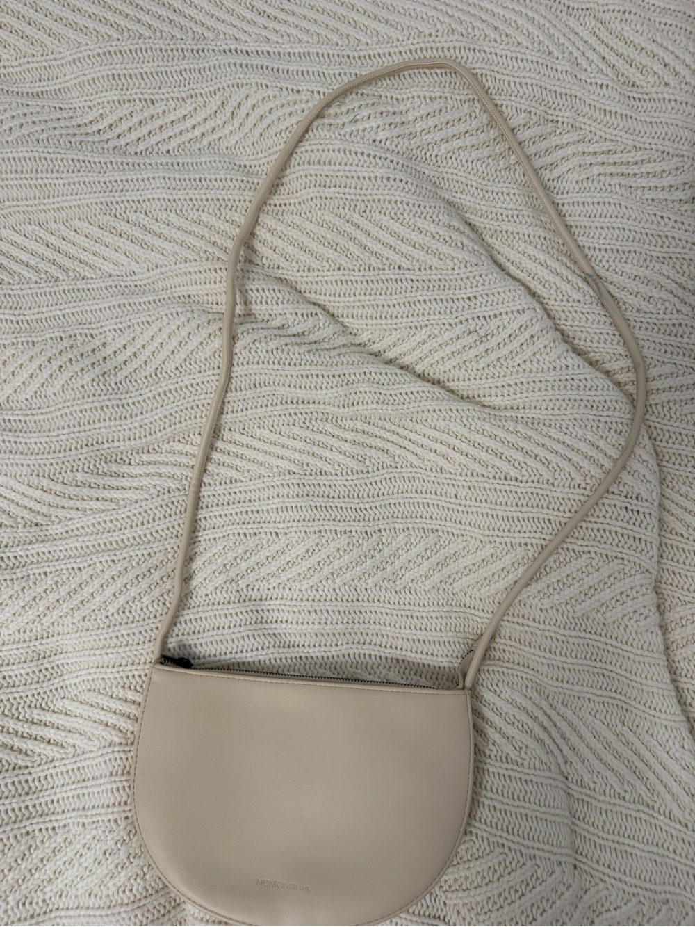 Monk & Anna half moon crescent Crossbody Bag in White